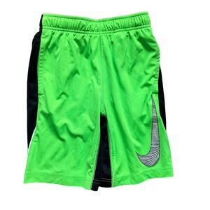 Youth Boys Nike Dri-Fit Large Logo Multi-Bright Green Athletic Shorts - Sz S